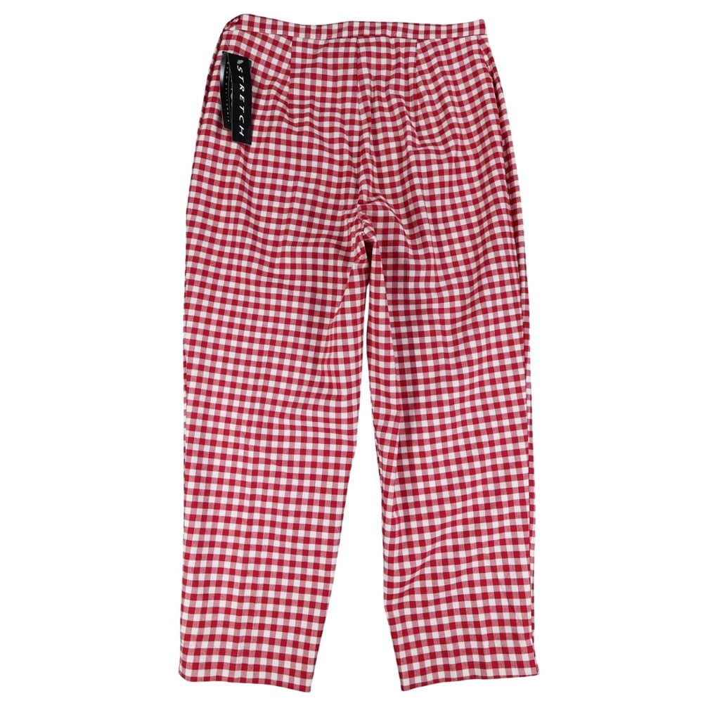 AGB Byer California Gingham Pants Womens 10 Vintage Y2K Red White Stretch Plaid